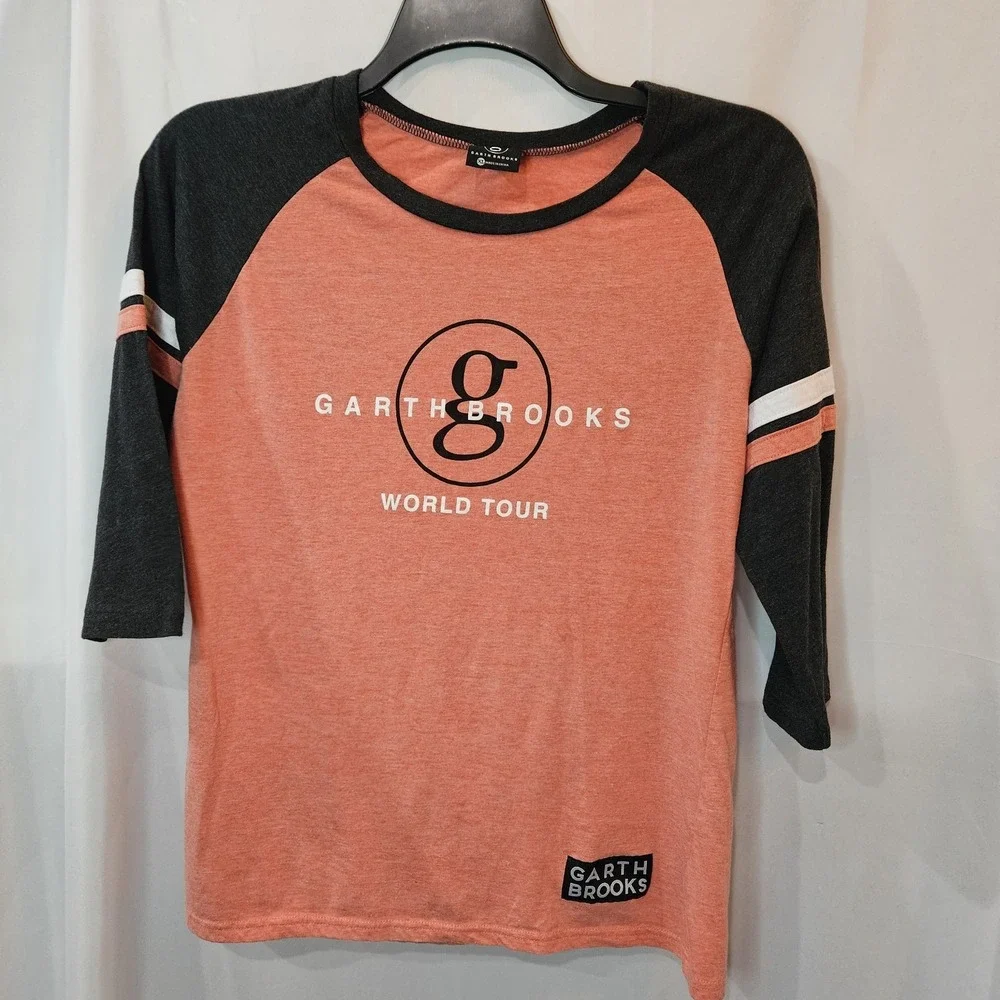 Garth Brooks World Tour #7 Raglan Baseball T-shirt Size XL 3/4 Sleeve Concerts